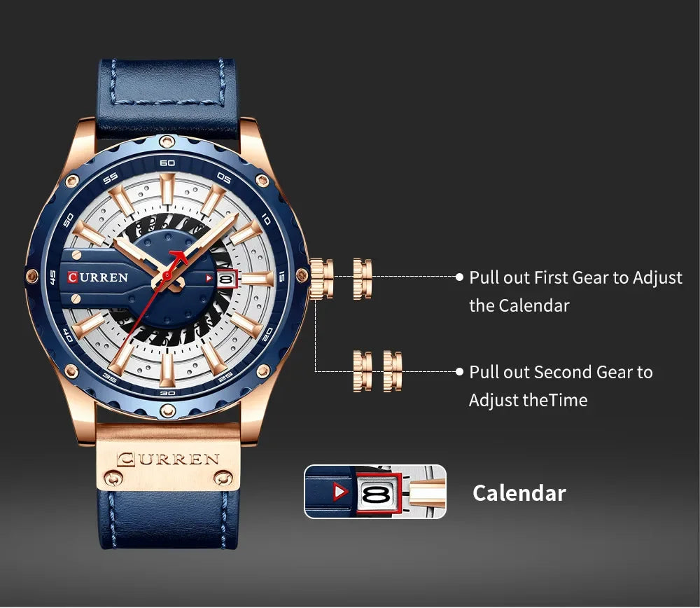 Marca CURREN, reloj de cuarzo para hombre, nueva moda, resistente al agua, informal, de negocios, militar, reloj para hombre, relojes con fecha automática, reloj Masculino