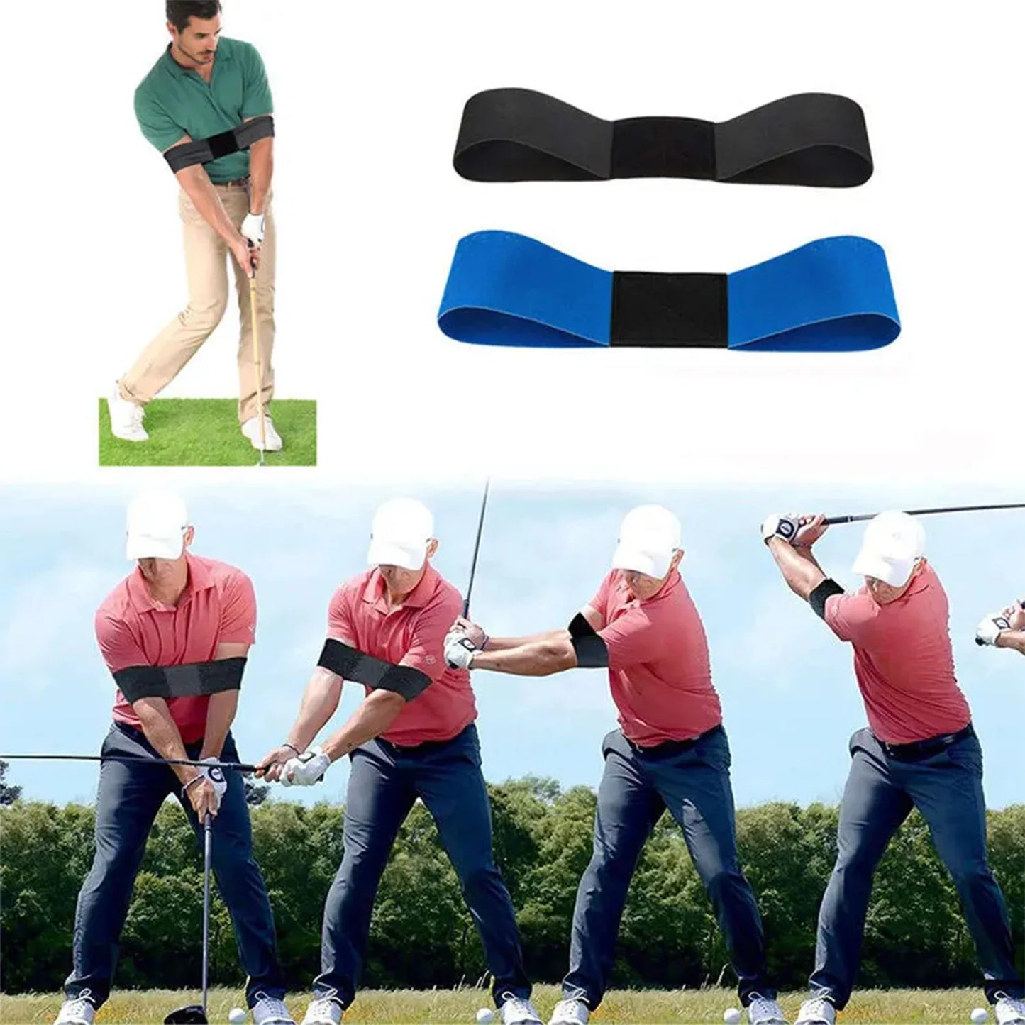 Entrenador de Swing de Golf, banda Correctora de postura para principiantes, brazo, mano, movimiento, ejercicio, tensión, equipo de Fitness elástico