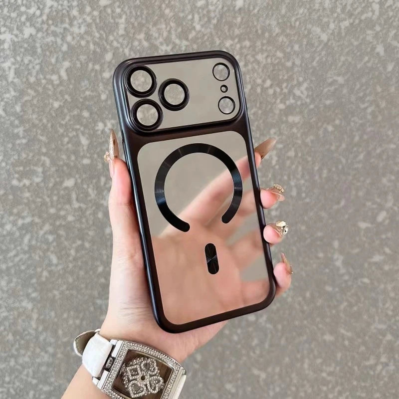 Funda de teléfono transparente mate de lujo para Magsafe IPhone 17 Air 16 15 Pro Max Plus 17Air 17Pro funda trasera de parachoques magnético