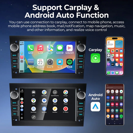 Radio multimedia 2Din para Opel Astra, Antara y Corsa — 7 pulgadas, CarPlay inalámbrico y Android Auto