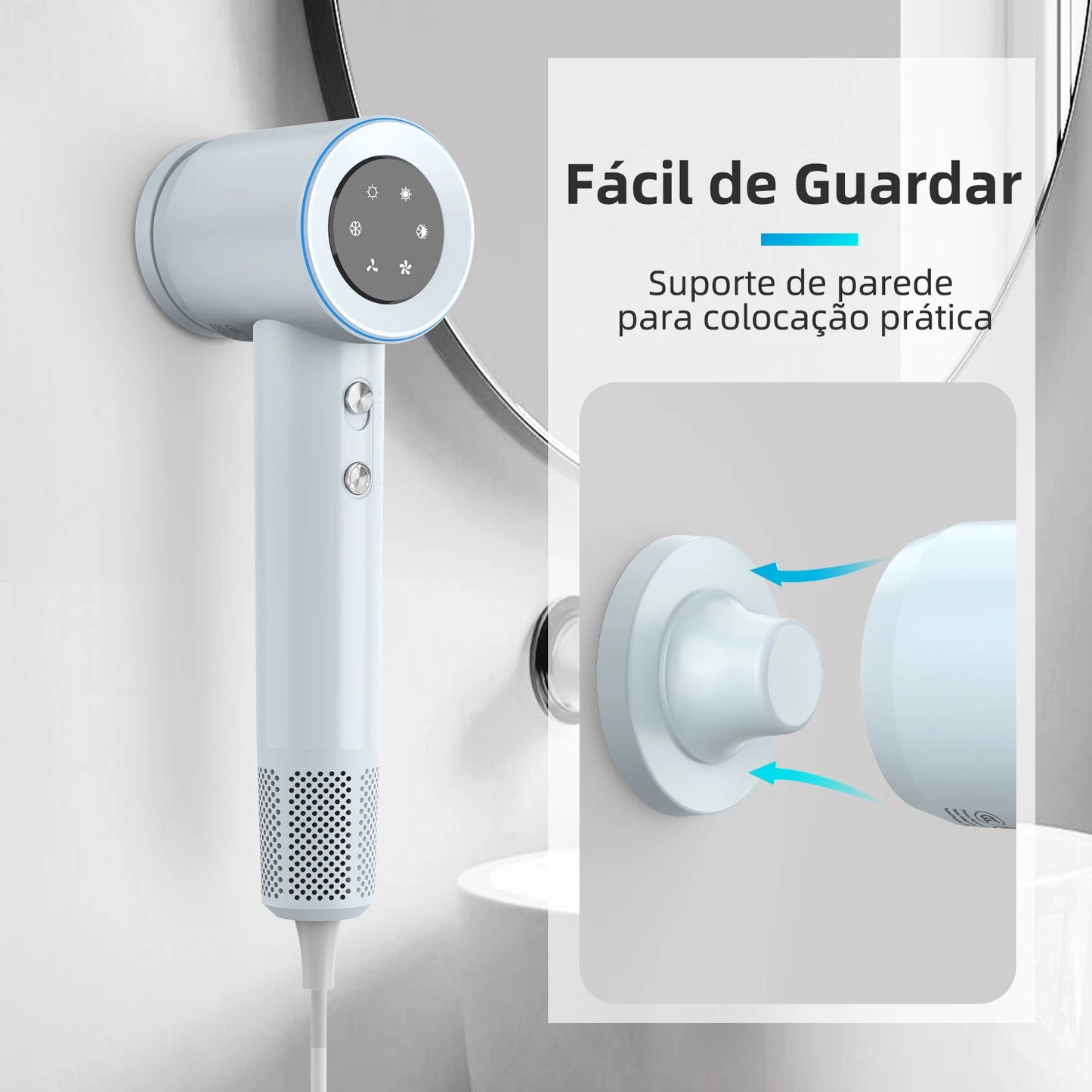 Secador de Pelo GOKOCO de Alta Velocidad 110000 RPM con Iones Negativos, 300 Milhoes, Secado Rápido, Bajo Ruido y Control de Temperatura