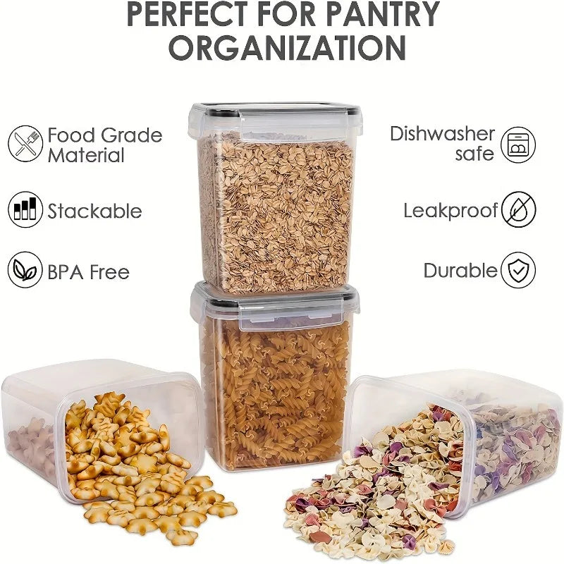 Contenedores herméticos de almacenamiento de alimentos, contenedores de almacenamiento de despensa de cocina para azúcar, harina y suministros para hornear, accesorios de cocina, 6 uds.