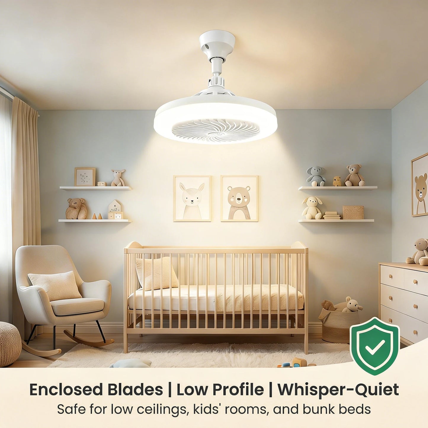 Ventilador de techo LED 2 en 1 de 50W con soporte para lámpara, control remoto, 3 velocidades, luz ajustable y regulable para dormitorio y sala de estar