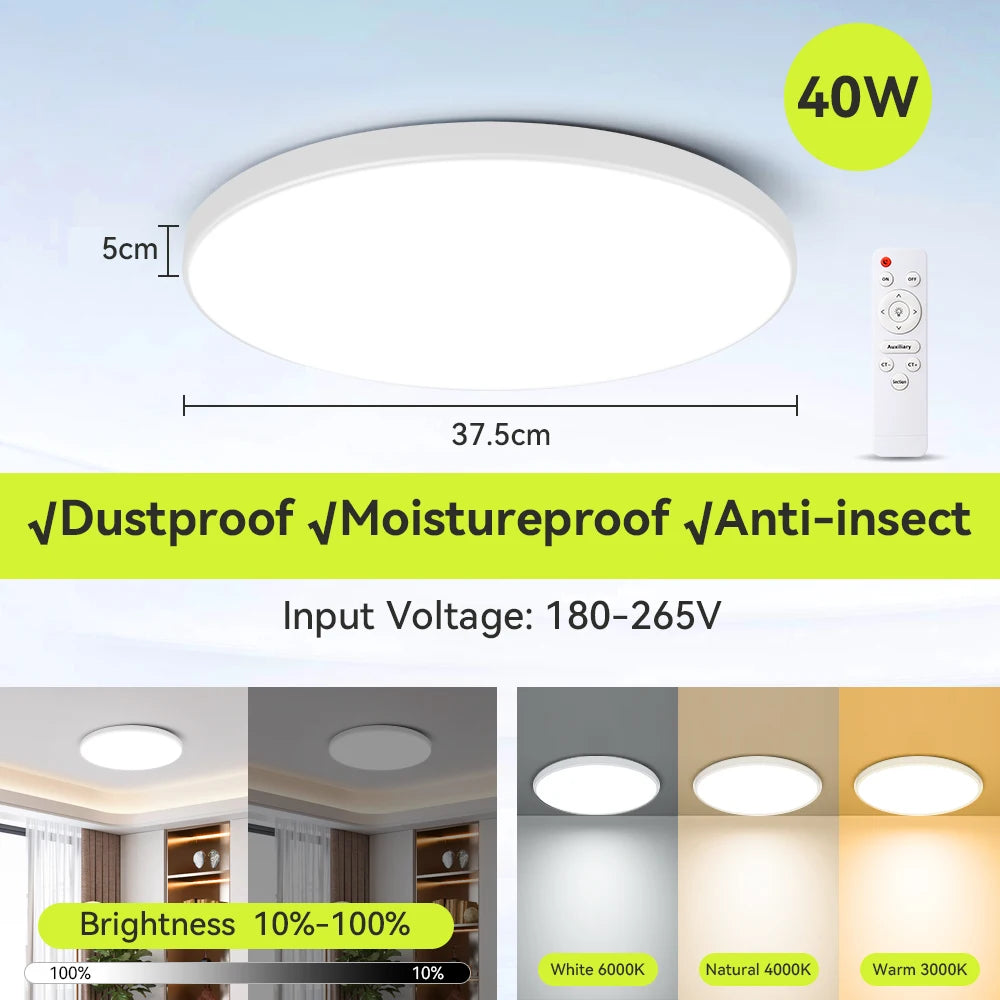 Lámpara de techo con control remoto, lámpara led para dormitorio, lámparas de techo grandes, luces Led con control remoto, luces led regulables