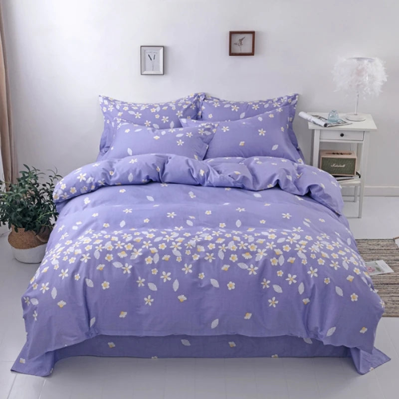 Juego de fundas de edredón 100% de algodón, ropa de cama con estampado de flores, suave y agradable para la piel, 1 unidad, 2 fundas de almohada, 3 unidades