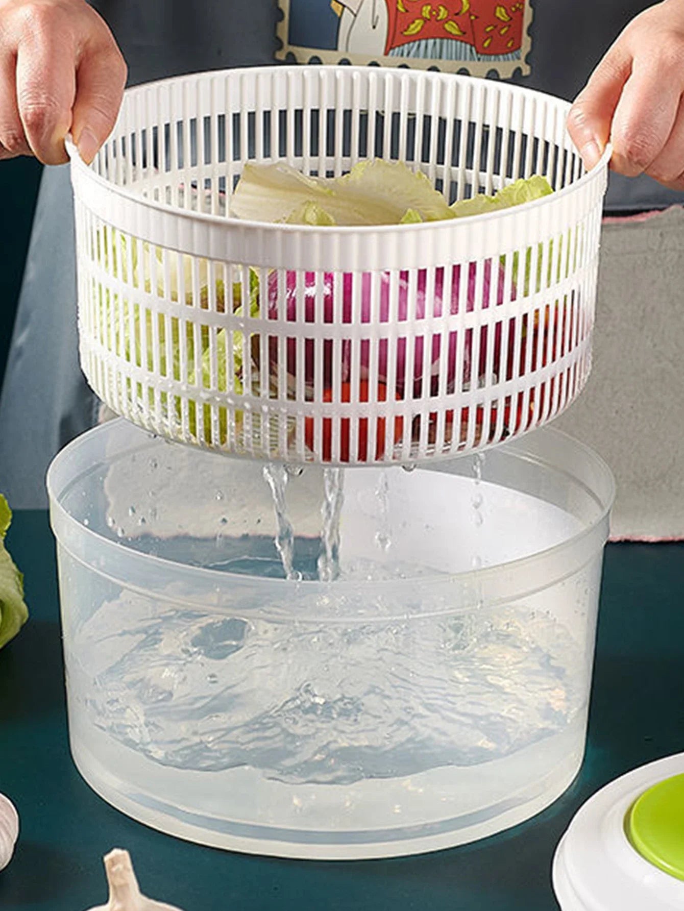 Deshidratador de verduras para el hogar, cesta de drenaje Manual creativa para ensalada de agua, secador de frutas, manivela de mano, Gadget de cocina para el hogar