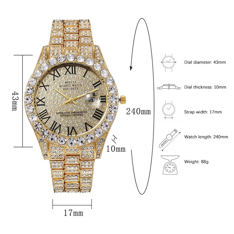 Reloj de lujo para mujer con sensación de alta gama, calendario moderno y moderno, cielo estrellado romano, reloj de cuarzo con tachuelas de diamantes