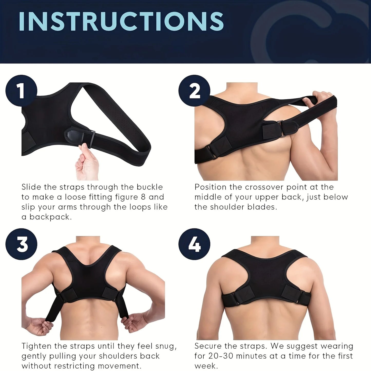 Corrector de postura ajustable, cinturón de soporte para espalda, transpirable, antideslizante, soporte ergonómico para una postura mejorada, adecuado para Sitti
