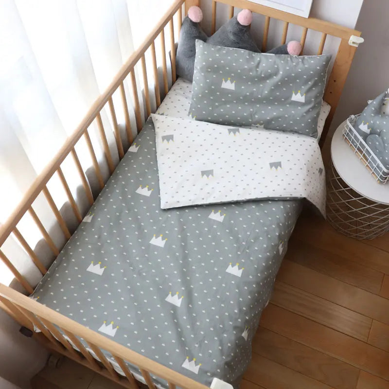 Juego de cama para cuna de bebé, ropa de cama de algodón, kit de cuna para niño y niña, incluye funda de almohada, funda nórdica, decoración para habitación de niños, 3 uds.
