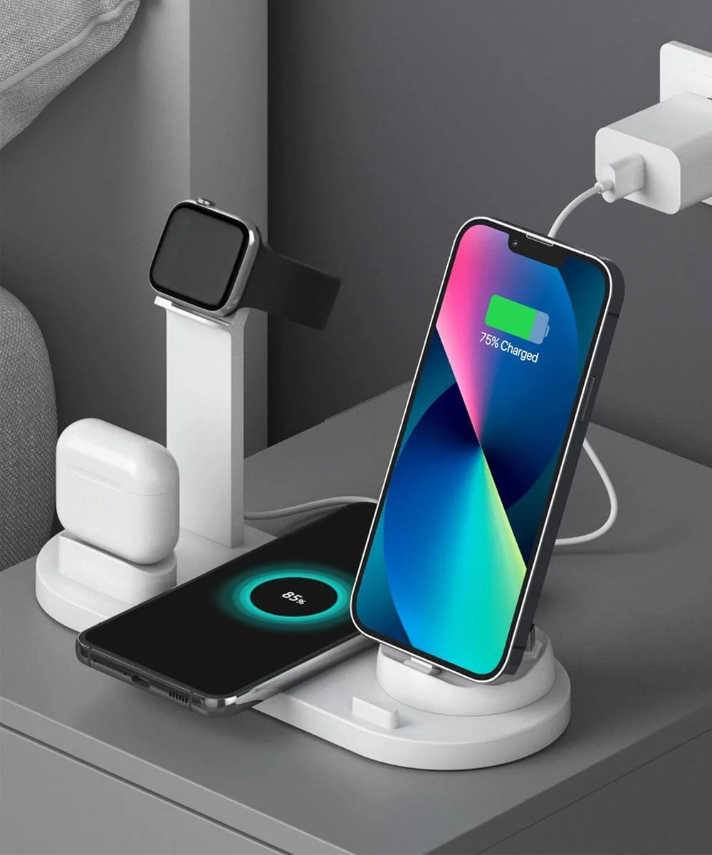 Estación de carga inalámbrica universal para iPhone17 16, 15, 14, 13, 12, 11 Pro Max/Pro/Mini/Plus y para AirPods Pro 2 - Carga rápida