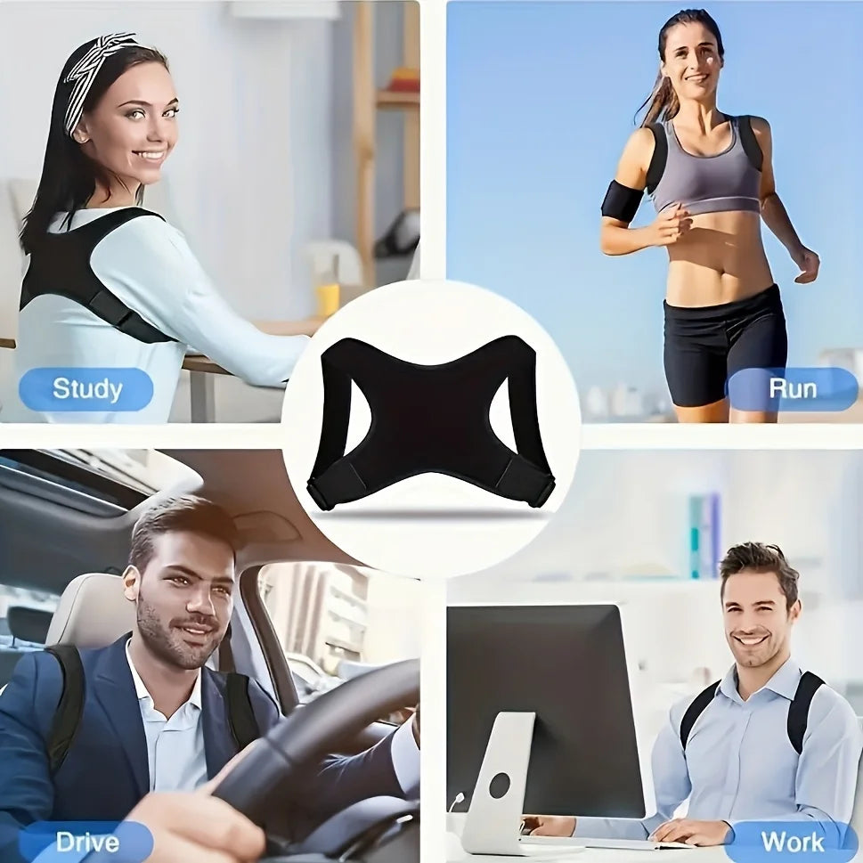 Corrector de postura ajustable, cinturón de soporte para espalda, transpirable, antideslizante, soporte ergonómico para una postura mejorada, adecuado para Sitti