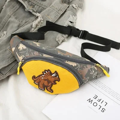 Lindas bolsas de almacenamiento de dinosaurio de dibujos animados para niños, teléfono, auriculares, bolsa de dinero, organizador de moda, bolsa de pecho y cintura, bolsa de cinturón para niños