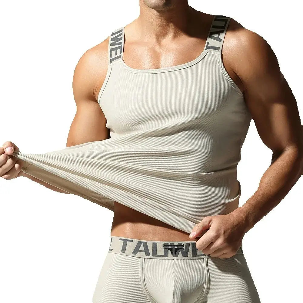 Camisetas sin mangas a la moda para hombre, chaleco deportivo de entrenamiento sin mangas, camisolas acanaladas con tirantes elásticos de Color sólido, camisetas interiores ajustadas