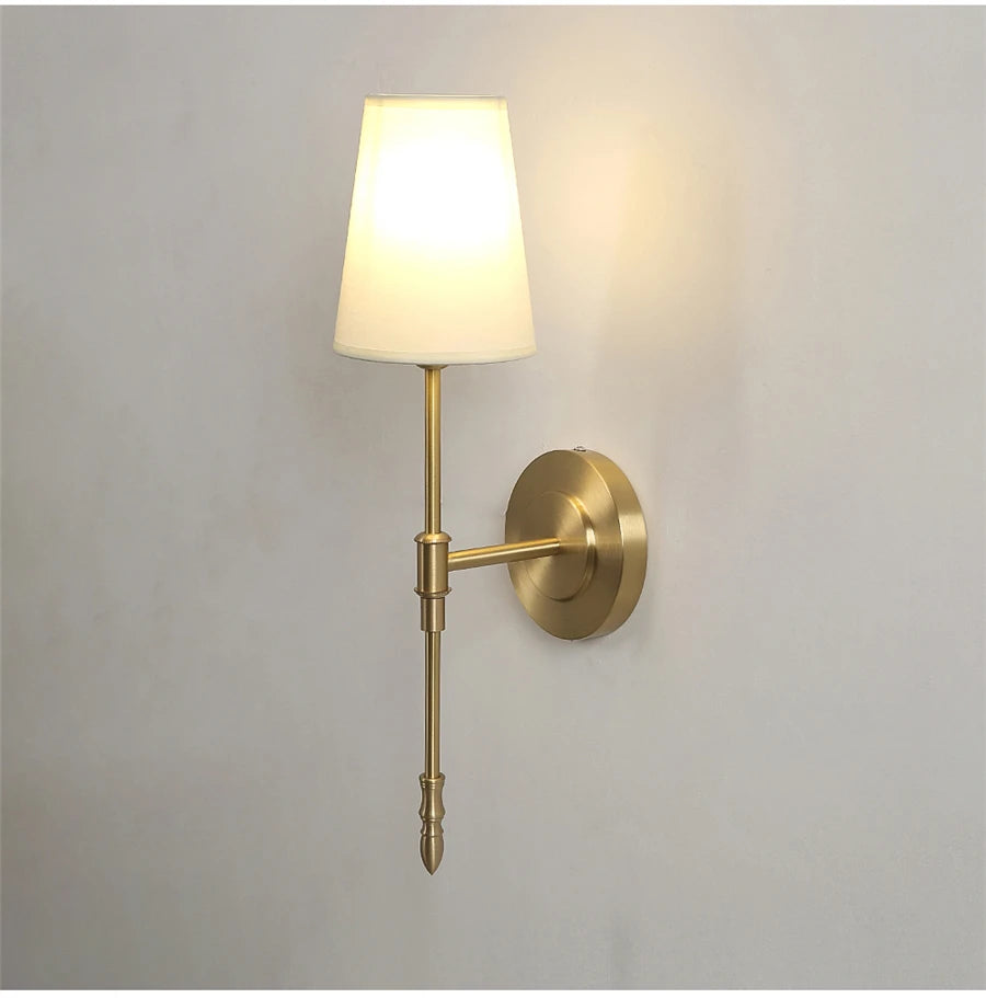 Lámpara de cobre clásica para pared, candelabro Retro para decoración del hogar, mesita de noche, dormitorio, pasillo, escaleras, luminaria interior, luces led