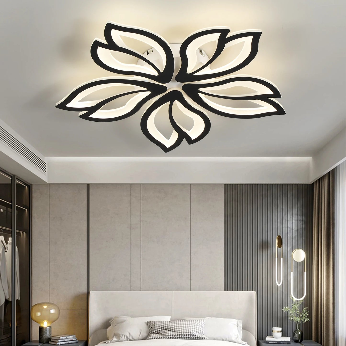 Lámpara de techo LED, lámpara de techo de hojas modernas, montaje empotrado para sala de estar, estudio, comedor, dormitorio