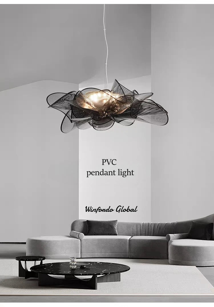 Lámparas de techo clásicas nórdicas, lámpara de diseño moderno de PVC en blanco y negro, iluminación para decoración del hogar y dormitorio, luces colgantes LED para comedor