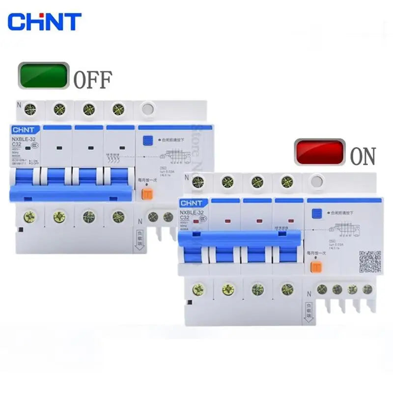 CHINT-Disyuntor de corriente Residual RCBO NXBLE-32 4P 30mA C10A 16A 20A 25A 32A, reemplazo de DZ47LE-32 RCBO