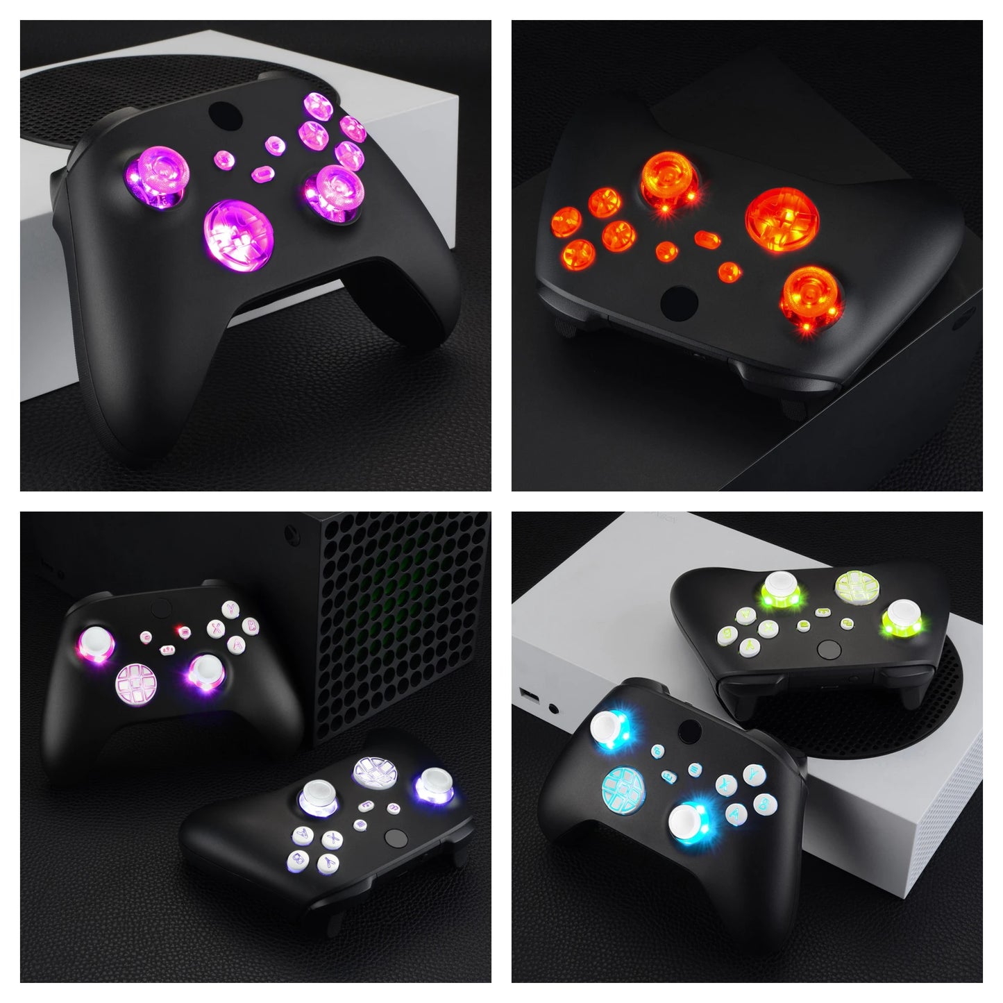 eXtremeRate Kit LED DTF V2 luminoso multicolor para controlador Xbox Series X/S modelo 1914, botones de palanca de mando D-pad