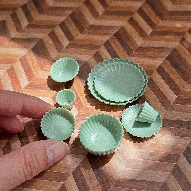 Nuevo Juego de 8 Piezas de Vajilla en Miniatura para Casa de Muñecas 1/6, Platos, Tazones y Utensilios para Muñecas Blyth, Accesorios de Escena, Juguetes