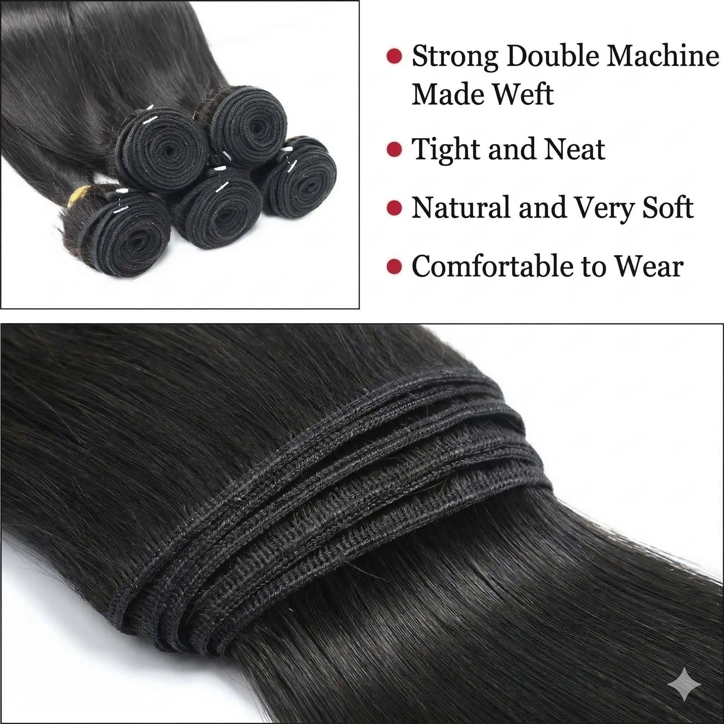 Paquetes de Cabello Humano Liso Natural de 30 y 40 Pulgadas, Extensiones de Cabello Virgen Negro Sin Procesar 14A de Alta Calidad