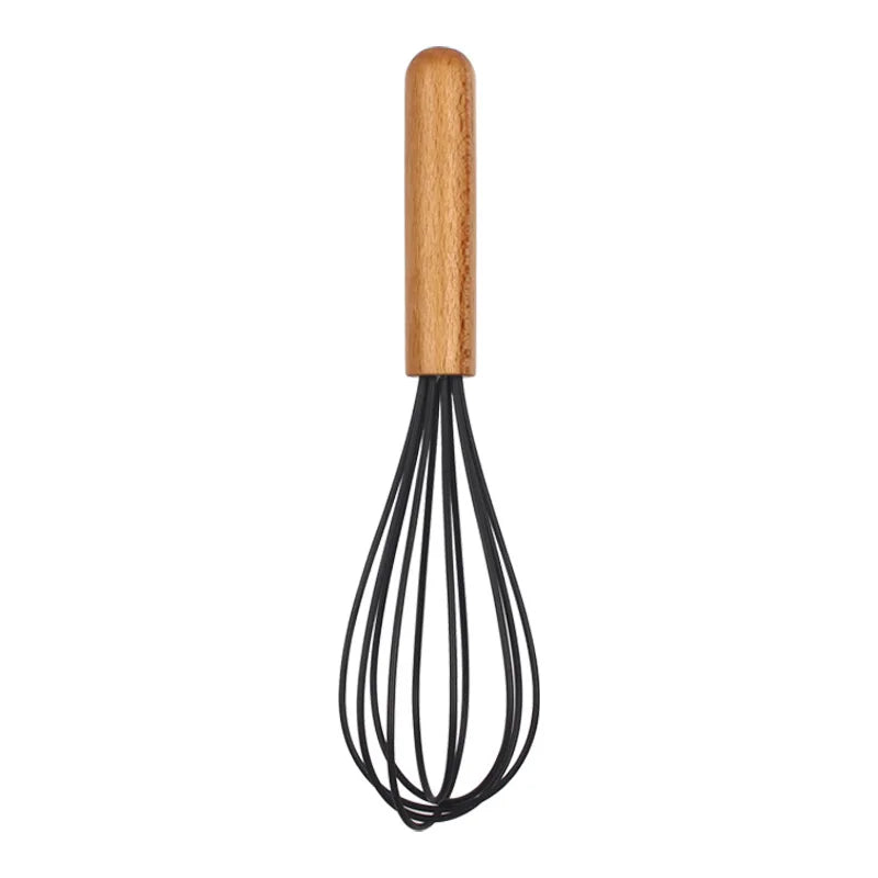 Juego de 12 utensilios de cocina de silicona con mango de madera, espátula antiadherente, cuchara para sopa y freír