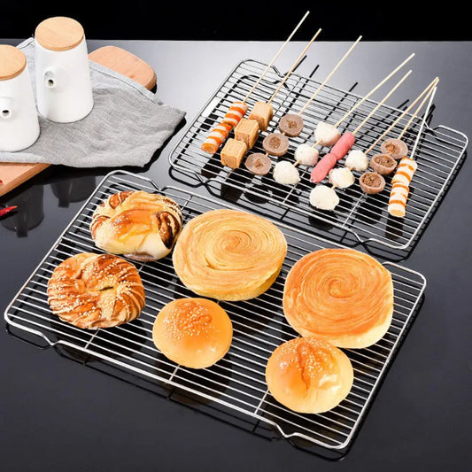 Rejilla de enfriamiento de acero inoxidable, soporte antiadherente para pastelería, bandeja para horno, macarrones, pan, galleta, utensilios de cocina para hornear pasteles