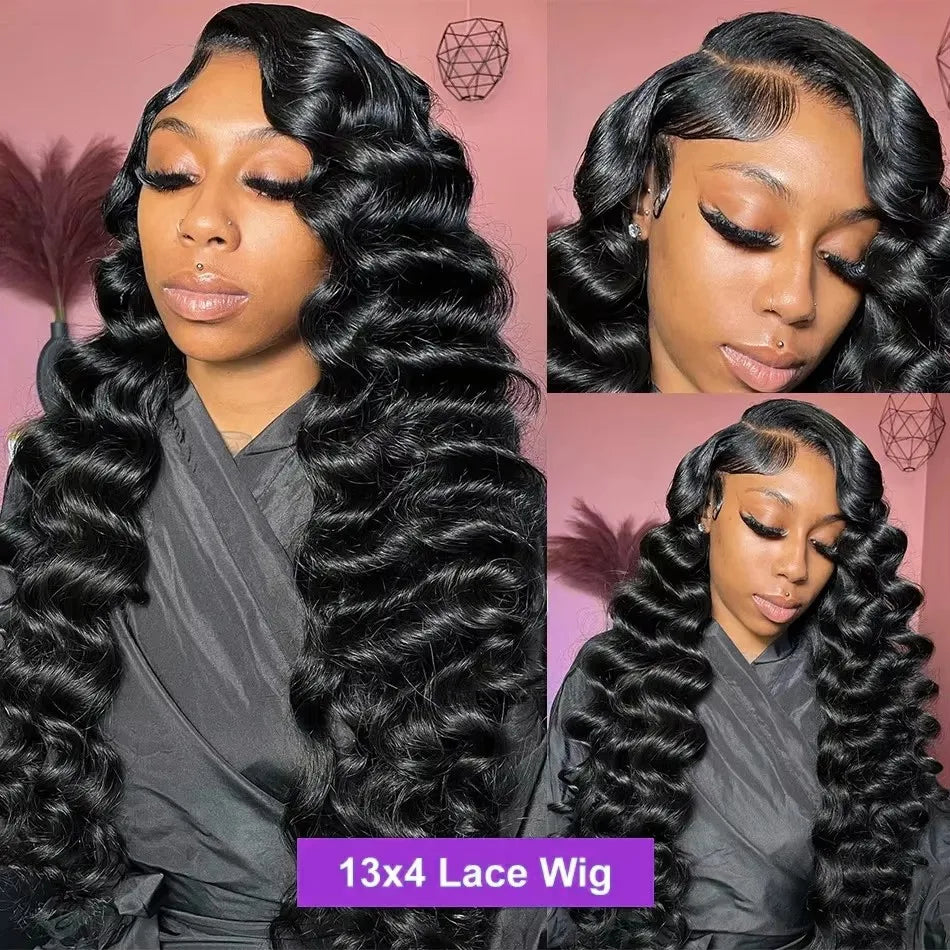 Peluca frontal de encaje HD 13x6 de 40 pulgadas con ondas sueltas y profundas, cabello humano brasileño rizado y ondulado, pre-arrancada para mujer