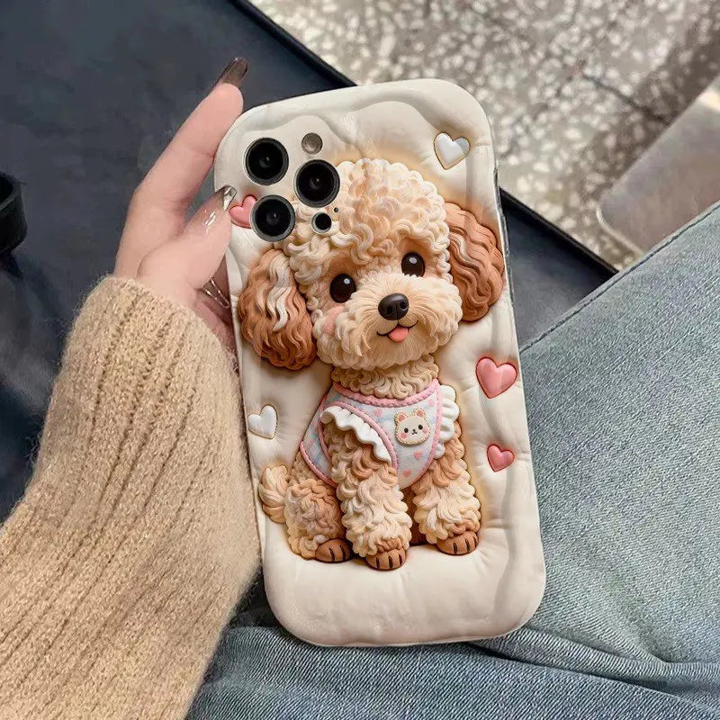 Funda de teléfono con diseño de perro marrón para iPhone 17 16 15 14 11 12 13 Pro Max Plus Mini 16/17E 17 Air, a prueba de golpes, de silicona suave.