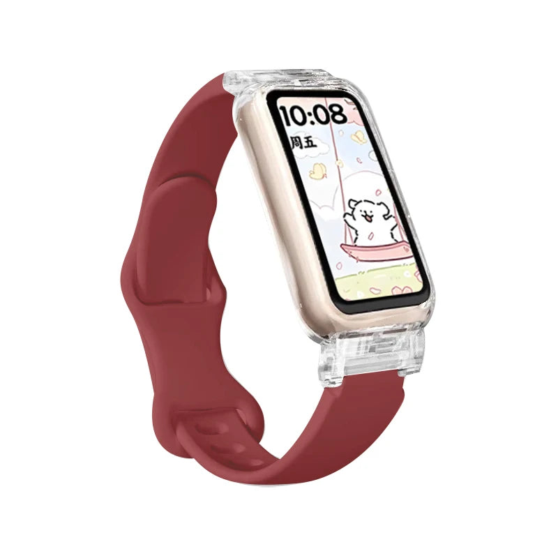 Funda transparente + correa para Huawei Band 10/9/8, accesorios, pulsera deportiva de silicona, correa para Huawei Band 10 9 NFC/8 NFC