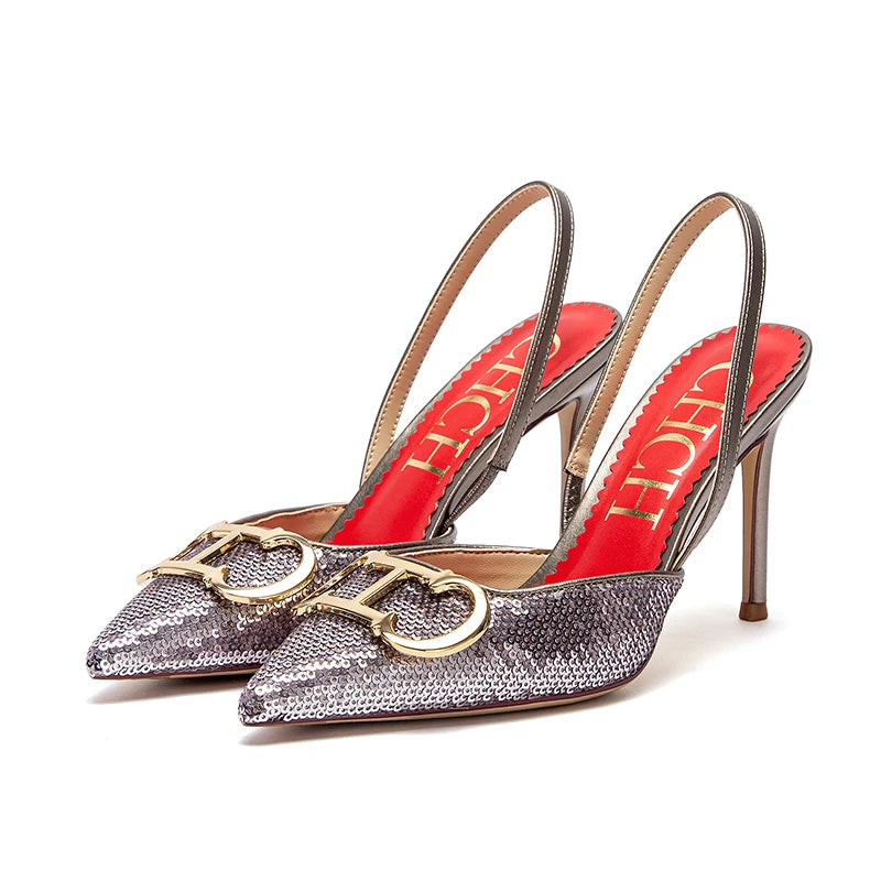 2025 primavera y verano nuevos tacones altos marca de lujo zapatos de mujer sandalias de fiesta para chicas sexy