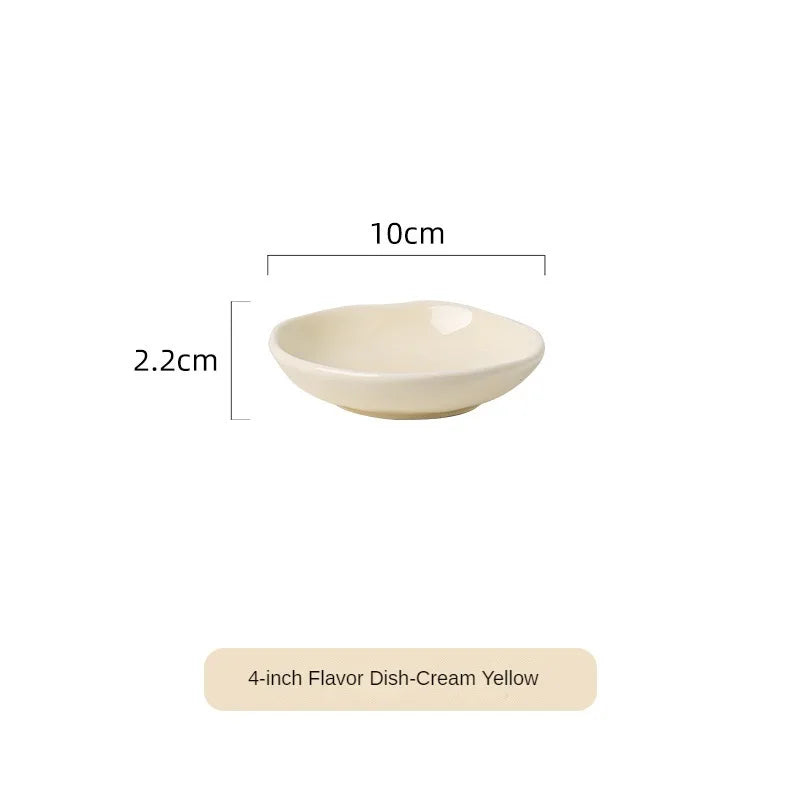 Juego de cuencos y platos de cerámica de estilo nórdico para uso doméstico, alta belleza, Simple, crema, vajilla de cerámica, nuevo
