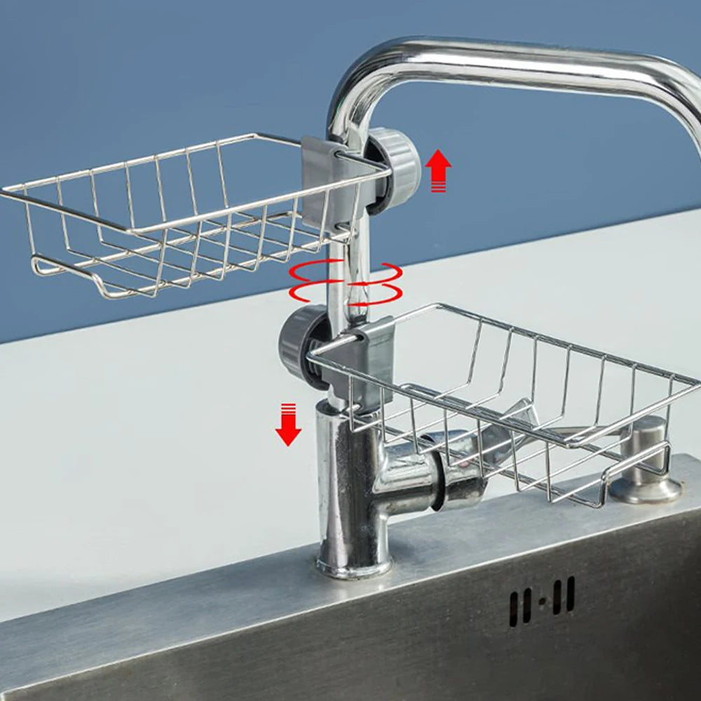 Escurridor de fregadero de cocina, almacenamiento de esponja, soporte Flexible para grifo, escurridor de jabón, toallero, estante organizador, accesorios de cocina