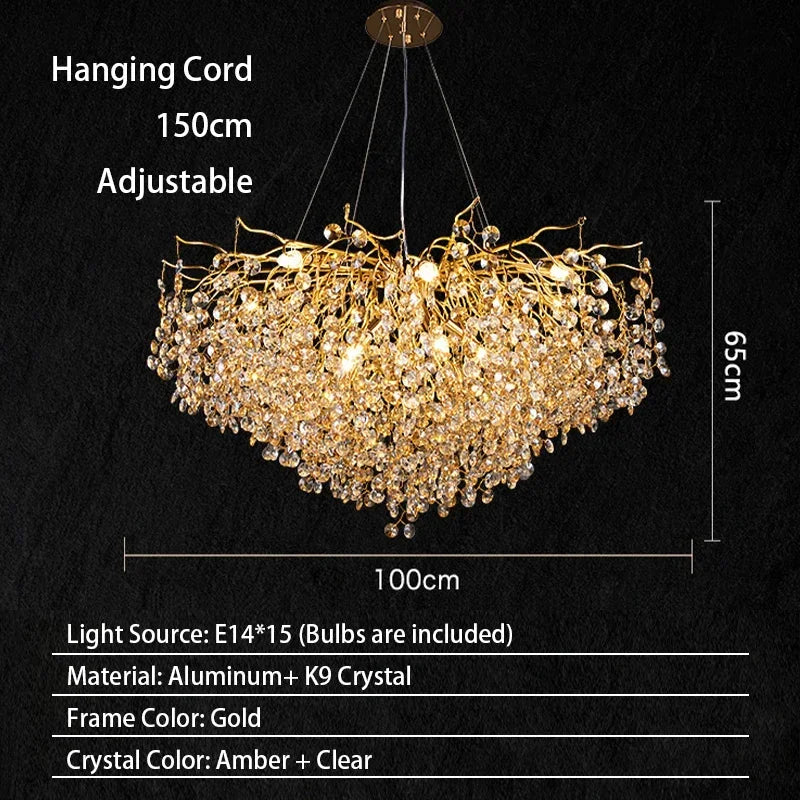 Candelabro de techo moderno para sala de estar, lámpara colgante de cristal de lujo para decoración Interior de Hotel y cocina, accesorio de iluminación