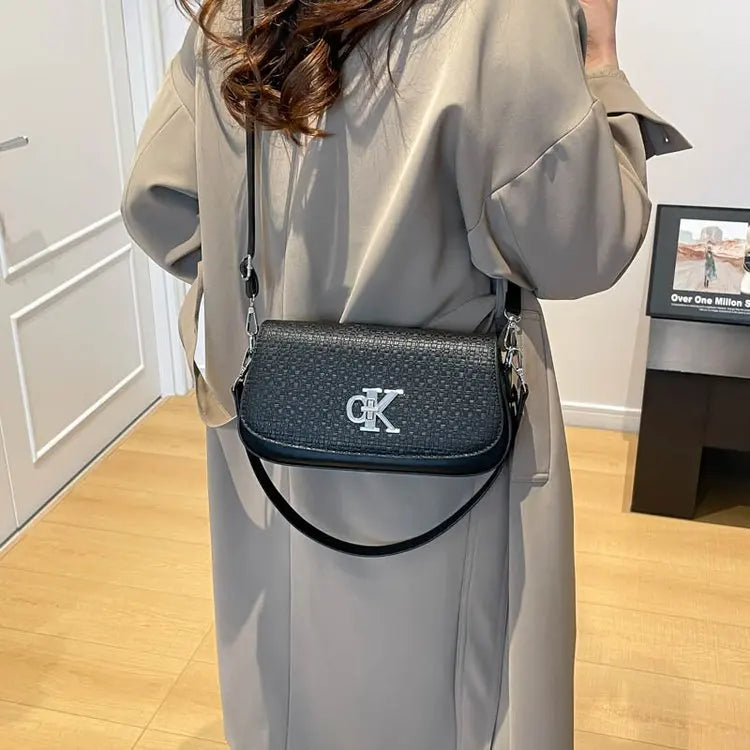 Bolso Bandolera de Lujo Exclusivo para Mujer, con Logotipo de Diseñador, Gran Capacidad, de Cuero, Elegante, Texturizado, para el Día a Día