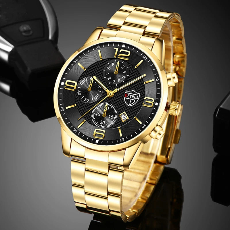 reloj hombre Relojes deportivos para hombre, pulsera de cuarzo de acero inoxidable, de lujo, informal, luminoso, de cuero