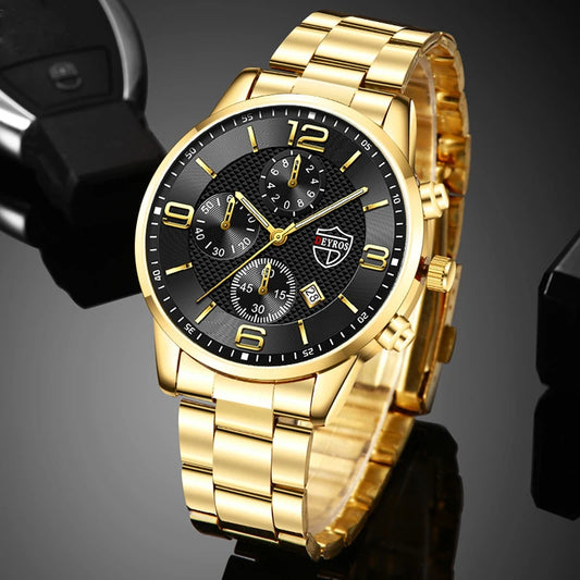 reloj hombre Relojes deportivos para hombre, pulsera de cuarzo de acero inoxidable, de lujo, informal, luminoso, de cuero