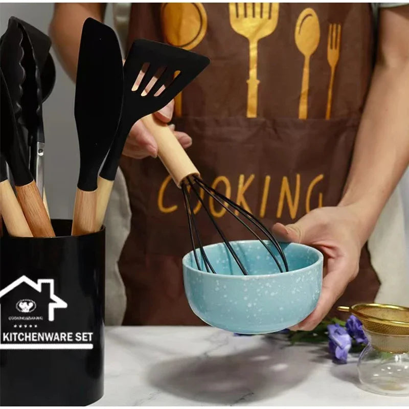 Kit de cocina de silicona de 12 piezas, utensilios de calidad alimentaria, juegos de cocina, espátula giratoria, cuchara medidora, utensilios de cocina prácticos, herramienta Kitchenwa