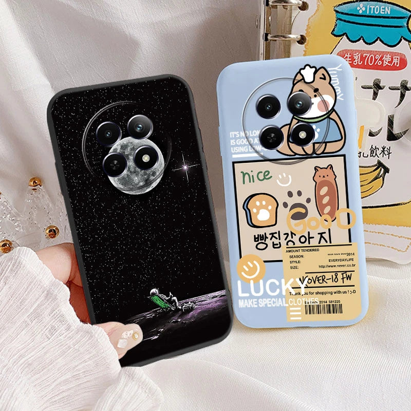 Funda para Realme 12 4G 12 + 13 + Plus 13 Pro + Plus 5G bonita funda trasera con forma de corazón y flor de silicona suave mate Fundas protectoras de dibujos animados