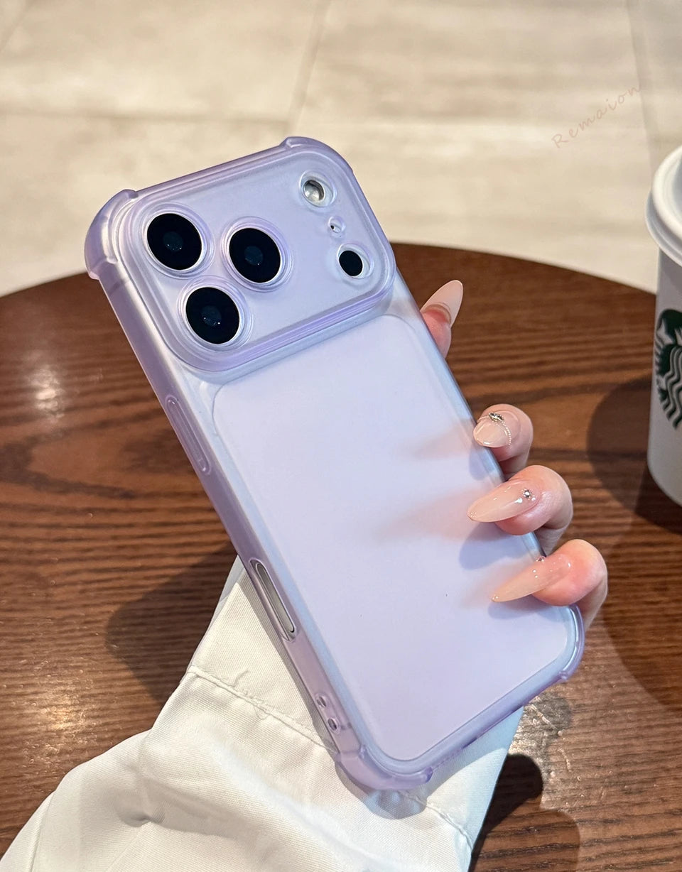Bonita funda de teléfono transparente mate para iPhone 17 Air 16E 14 15 16 11 12 13 Pro Max Plus X XS MAX XR, funda protectora a prueba de golpes