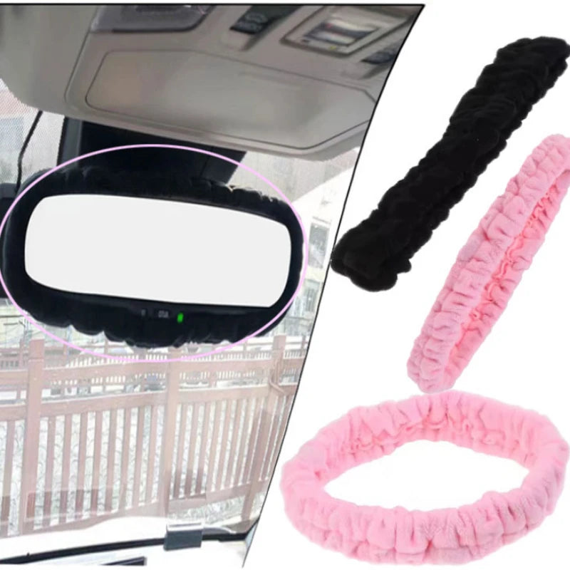 Cubierta de espejo retrovisor de coche, decoración de espejo Interior de coche Simple de moda Universal de terciopelo, accesorios de Interior de coche