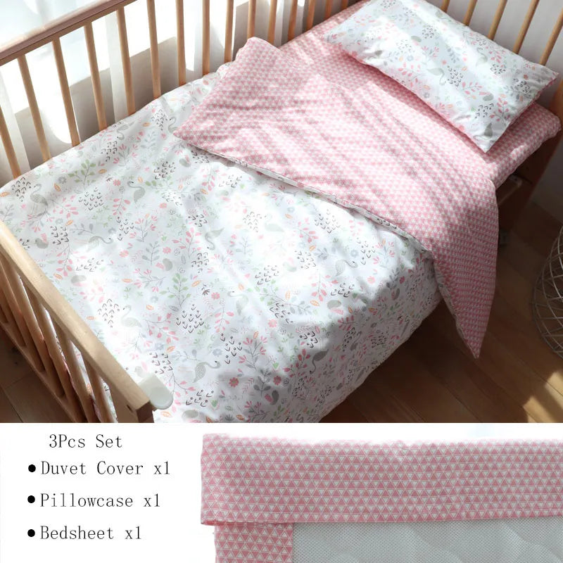 Juego de cama para cuna de bebé, ropa de cama de algodón, kit de cuna para niño y niña, incluye funda de almohada, funda nórdica, decoración para habitación de niños, 3 uds.