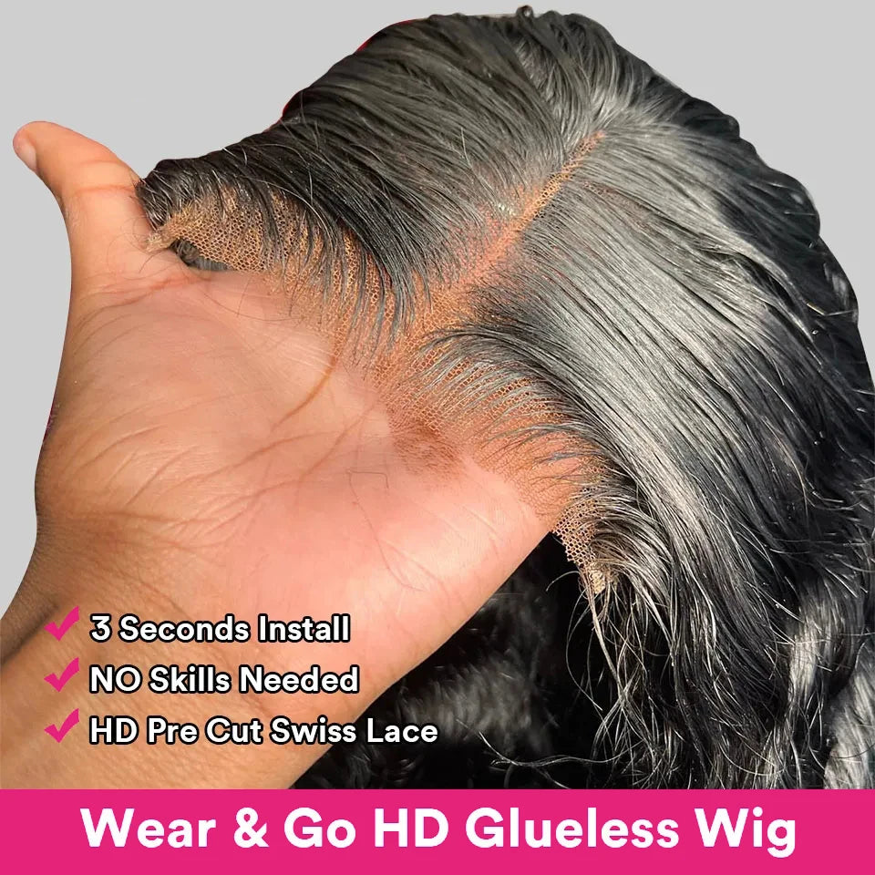 Peluca de cabello humano rizado con encaje Frontal, pelo sin pegamento, listo para usar, onda profunda 13x6 HD, predesplumada