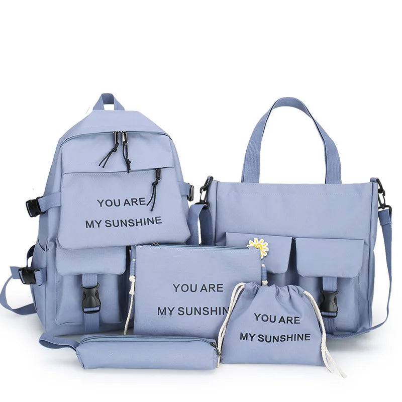 Mochila escolar Kawaii para niños y niñas, conjunto de 4 piezas, mochilas escolares para adolescentes y niñas