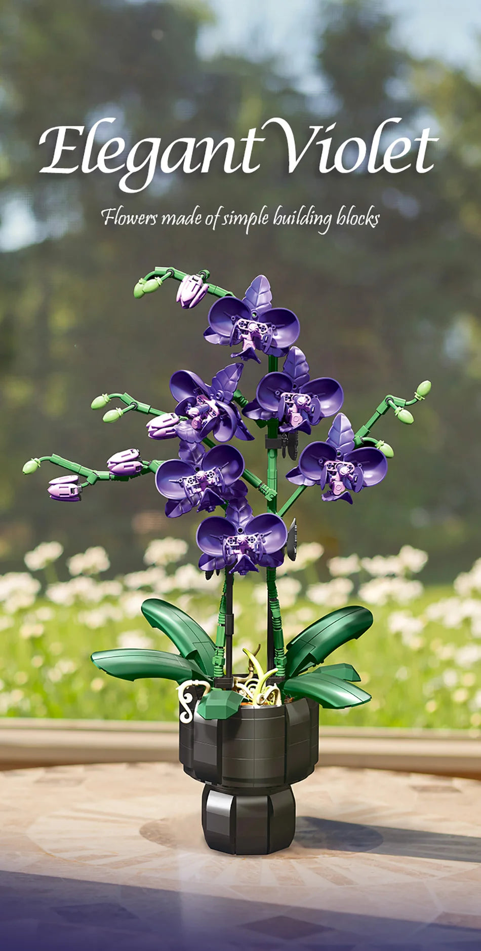 Orquídea creativa Cymbidium flores eternas planta en maceta bloques de construcción simulación Phalaenopsis DIY ladrillos juguetes regalo de San Valentín