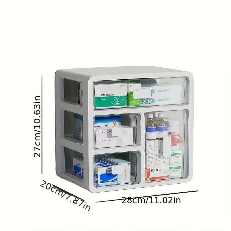 1 botiquín para el hogar, administrador de medicamentos para el hogar, caja de almacenamiento multiusos para medicina médica de gran capacidad tipo cajonera