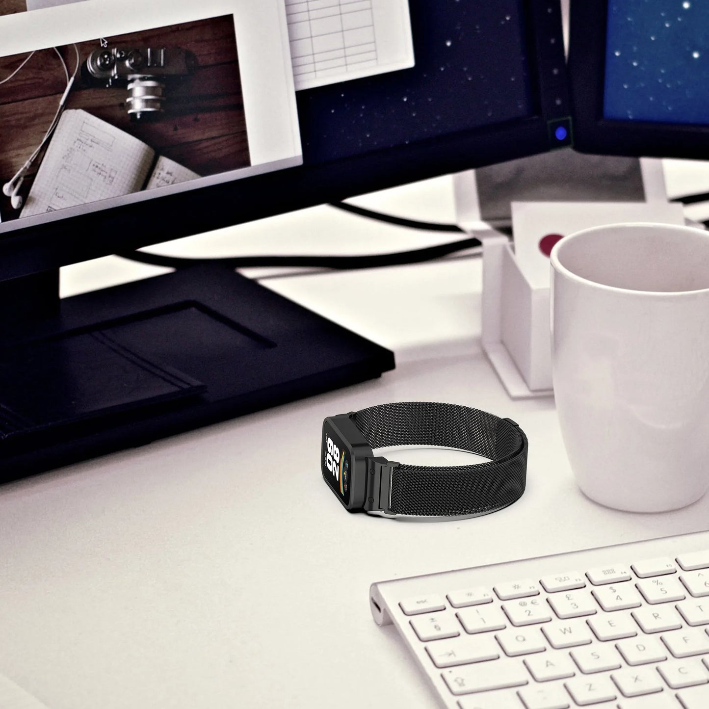 Funda de Metal + correa milanesa para Xiaomi mi band 9, accesorios activos, pulsera, correa + funda protectora de parachoques para Redmi band 3