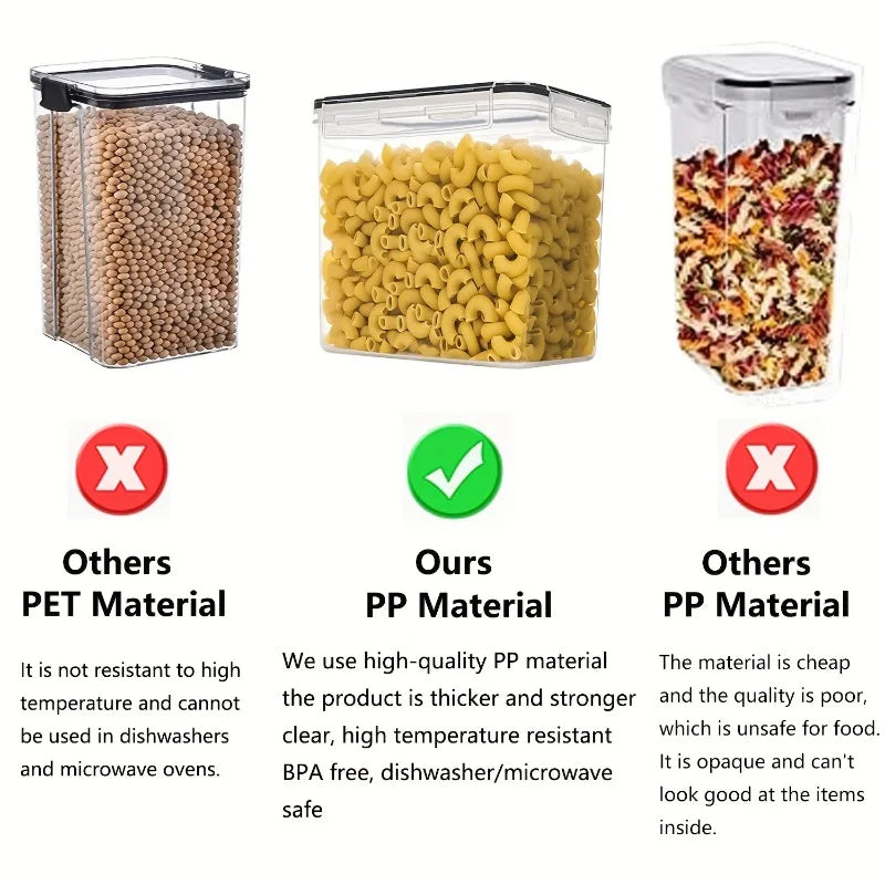 Contenedores herméticos de almacenamiento de alimentos, contenedores de almacenamiento de despensa de cocina para azúcar, harina y suministros para hornear, accesorios de cocina, 6 uds.