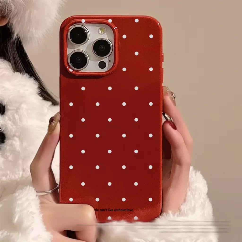 Moda clásica Retro blanco punto de onda vino rojo brillante funda protectora suave para iPhone 11 12 13 14 15 16 17 Pro Max Air
