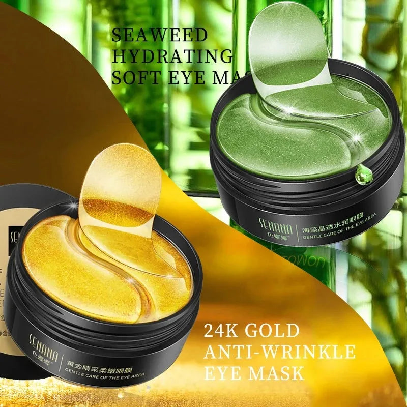 60 piezas de mascarilla de ojos reparadora de ácido hialurónico dorado parches hidratantes y reafirmantes para los ojos mascarilla de cristal para el cuidado de la piel coreana