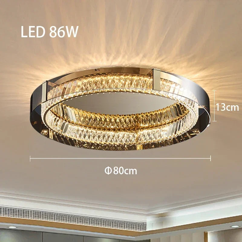Luces de techo de cristal, luces LED, candelabro de techo moderno, lámparas regulables de lujo, decoración de habitación, Plafonnier, decoración del hogar para dormitorio